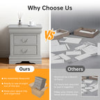 Fully Assembled Transitional Sleigh Wood Nightstand with 2 Dovetail Drawers and Metal Pulls