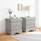 Fully Assembled Transitional Sleigh Wood Nightstand with 2 Dovetail Drawers and Metal Pulls