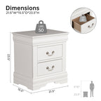 Fully Assembled Transitional Sleigh Wood Nightstand with 2 Dovetail Drawers and Metal Pulls