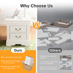 Fully Assembled Transitional Sleigh Wood Nightstand with 2 Dovetail Drawers and Metal Pulls