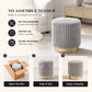 Contemporary Faux Fur Accent Stool with Gold Stainless Steel Base – Fully Assembled