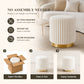 Contemporary Faux Fur Accent Stool with Gold Stainless Steel Base – Fully Assembled