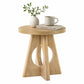 Contemporary Round End Table with Oak Veneer, Pedestal Base & Cross-Shaped Cutout Design