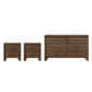 Mid-Century Modern Walnut 3-Piece Bedroom Storage Set with 2 Nightstands & Dresser with Optional Mirror