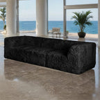 Deep Seating Faux Fur Modular Sofa, Contemporary 3-Seater for Living Room