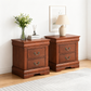 Fully Assembled Transitional Sleigh Wood Nightstand with 2 Dovetail Drawers and Metal Pulls