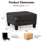 Contemporary Boucle Storage Ottoman for Living Room Seating
