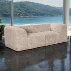 Deep Seating Faux Fur Modular Loveseat, Contemporary 2-Seater for Living Room