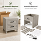 Fully Assembled Contemporary White Wash Nightstand with Black Metal Handles & Melamine Top