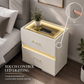 Contemporary LED Nightstand with Gold Acrylic Handles & Adjustable Touch Lighting – Fully Assembled