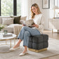 Contemporary Bouclé Storage Stool with Hidden Storage Compartment & Gold Stainless Steel Base – Fully Assembled
