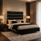 Modern Upholstered Bed with Stainless Steel Accents, Fully Upholstered Platform Bed, Mattress Ready