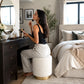 Contemporary Faux Fur Accent Stool with Gold Stainless Steel Base – Fully Assembled