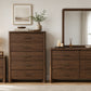 Mid-Century Modern Walnut 3-Piece Bedroom Storage Set with Nightstand, Chest & Dresser with Optional Mirror