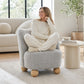 Contemporary Boucle Accent Chair – Sculptural Wood Ball Feet, Wide Seat