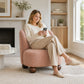 Contemporary Boucle Accent Chair – Sculptural Wood Ball Feet, Wide Seat