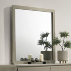 Modern Gray Rubberwood Dresser – Gold Metal Knobs and English Dovetail Drawers