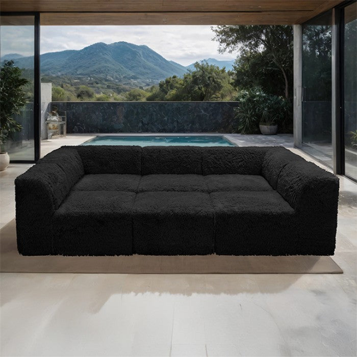 Contemporary Faux Fur Daybed with Deep Seating and Modular Design