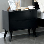Mid-Century Modern Wood Nightstand – Sleek Tapered Legs and Hidden Pulls