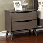 Mid-Century Modern Wood Nightstand – Sleek Tapered Legs and Hidden Pulls
