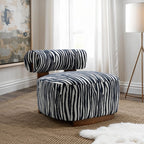 Contemporary Zebra-Stripe Accent Chair – Sculptural Cylindrical Backrest