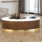 Contemporary Brown & White Genuine Marble Coffee Table with Gold Metal Base