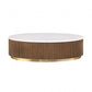 Contemporary Brown & White Genuine Marble Coffee Table with Gold Metal Base