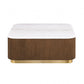 Contemporary Brown & White Genuine Marble Coffee Table with Gold Metal Base