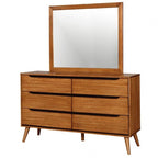 Mid-Century Modern Solid Wood Dresser – Round Tapered Legs and Optional Oval Mirror