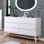 Mid-Century Modern Solid Wood Dresser – Round Tapered Legs and Optional Oval Mirror