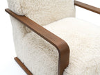 Ultra Soft Faux Fur Accent Chair – Retro Curves, Dark Walnut Wood Arms