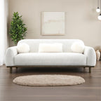 Mid-Century Modern Sofa – Pocket Coil Spring, Chenille and Faux Fur, Soft Round Arms