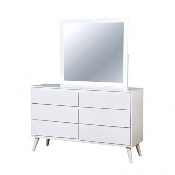 Mid-Century Modern Solid Wood Dresser – Round Tapered Legs and Optional Oval Mirror