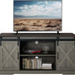 Rustic Farmhouse TV Stand with Sliding Barn Doors and Metal Accents