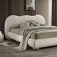 Contemporary Velvet and Boucle Upholstered Bed – Solid Rubberwood Frame