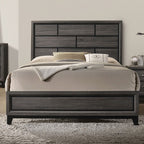 Contemporary Panel Style Bed – Two-Tone Design, Engineered Wood and Wooden Legs