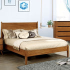 Mid-Century Modern Solid Wood Bed with Sleek Veneer Finish