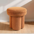 Contemporary Mushroom-Shape Stool – Shearling Teddy-Like Fabric, Pedestal Base