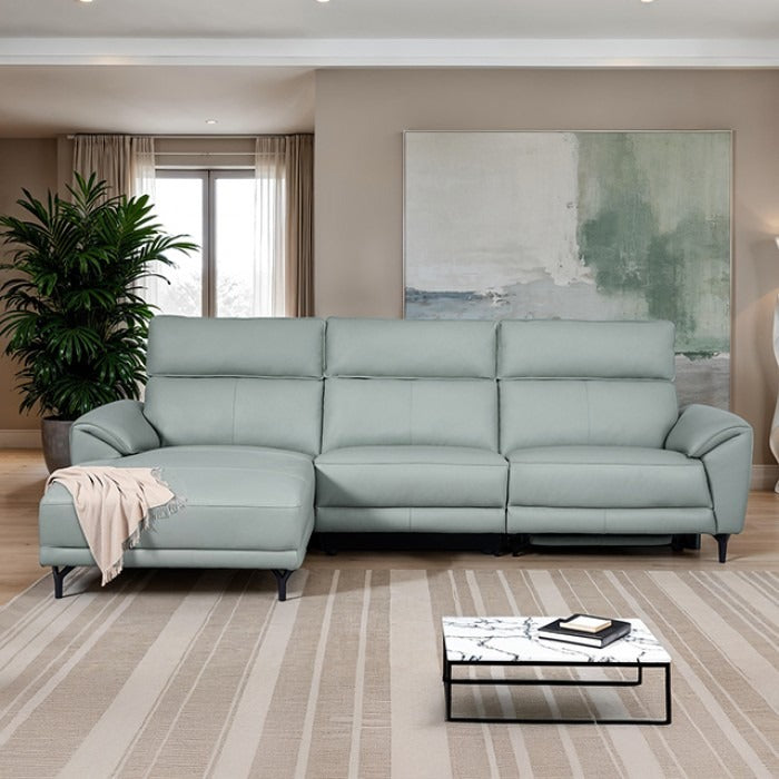 Contemporary Top Grain Leather Power Sectional – Left Chaise, USB Ports, Extendable Footrests