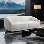 Contemporary Boucle Loveseat – Slope Arms, Wooden Round Legs, OEKO-TEX Certified