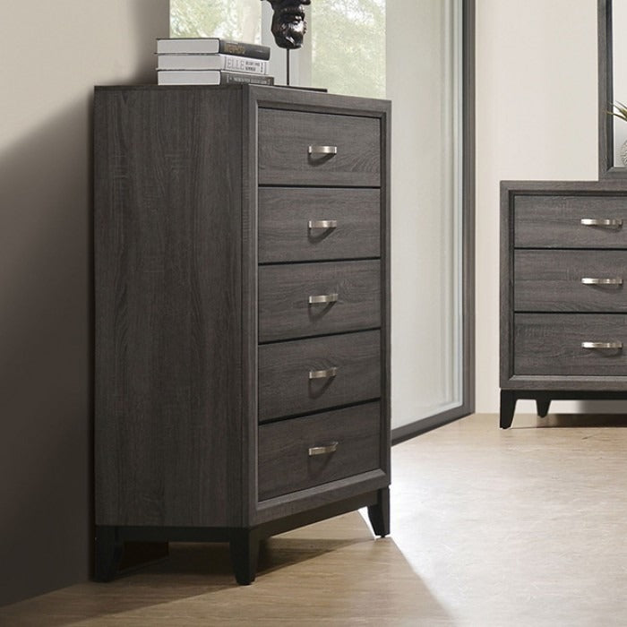 Contemporary Two-Tone Chest – Panel Front Design, Engineered Wood and Wooden Legs