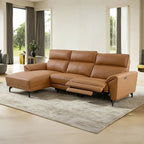 Contemporary Top Grain Leather Power Sectional – Left Chaise, USB Ports, Extendable Footrests