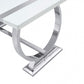 Contemporary Dining Table with Stainless Steel O-Shaped Trestle Base