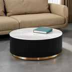 Modern Marble Cocktail Table – Genuine Marble Top with Gold Stainless Steel Base