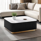 Modern Marble Cocktail Table – Genuine Marble Top with Gold Stainless Steel Base