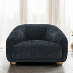 Contemporary Boucle Accent Chair - Slope Arms, Wooden Round Legs, OEKO - TEX Certified