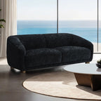 Contemporary Boucle Loveseat – Slope Arms, Wooden Round Legs, OEKO-TEX Certified