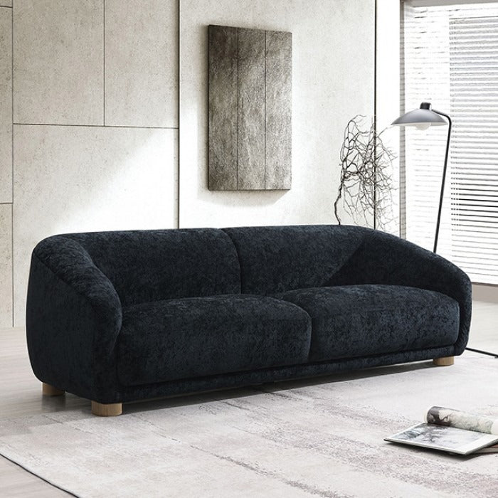 Contemporary Boucle Sofa – Slope Arms, Wooden Round Legs, OEKO-TEX Certified