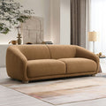 Contemporary Boucle Sofa – Slope Arms, Wooden Round Legs, OEKO-TEX Certified