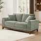 Mid-Century Modern Loveseat with Walnut Trim and Throw Pillows for Living Room